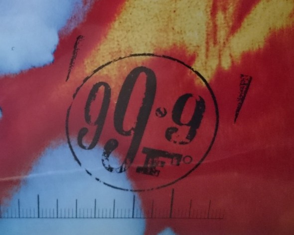 99.9 F album art detail of stencil graffiti-inspired graphic